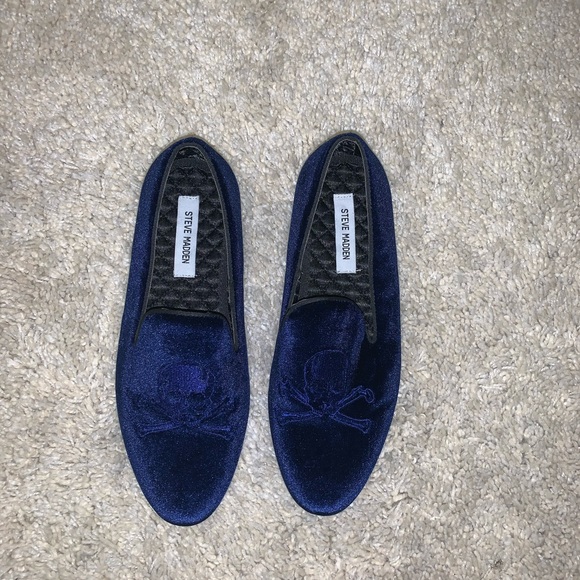 steve madden blue velvet loafers